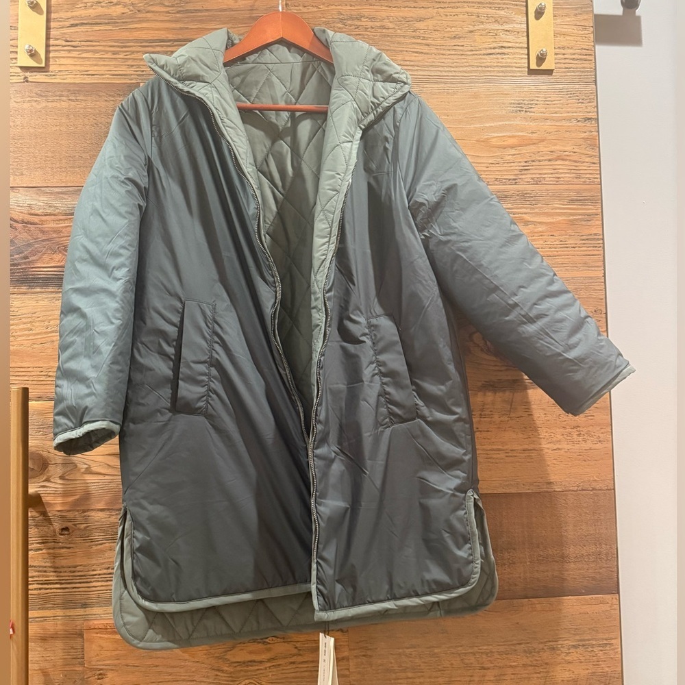 We ARE4 Quilted REVERSIBLE Utility Jacket - Green - Picture 4 of 10